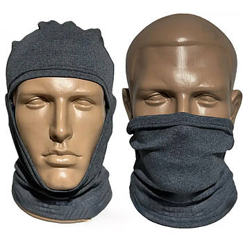 Зимова балаклава підшоломник 3в1, Сіра / Балаклава утеплена / Підшоломник під маску / Балаклава тактична