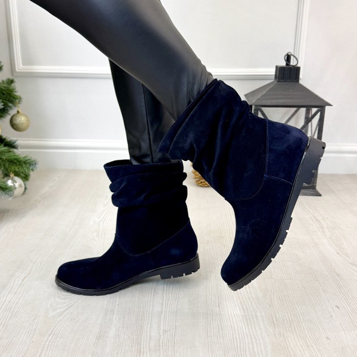 Черевики сині жіночі замшеві сині вільного одягання, фото 1