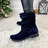 Черевики сині жіночі замшеві сині вільного одягання, фото 5