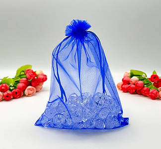 Подарункові мішечки з органзи / Упаковка - 10шт / 12х18см / Синій №12/19
