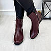 Черевики жіночі шкіряні на низькому ходу, колір бордо, фото 3