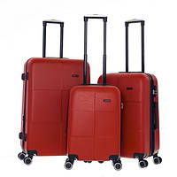 ❤️Набір із трьох дорожніх валіз із поліпропілену на 4 колесах, телескопічна ручка, якість, Колір Червоний