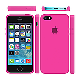 Чохол для iPhone SE/5S/5 - силіконовий з мікрофіброю, Яскравий рожевий, фото 2