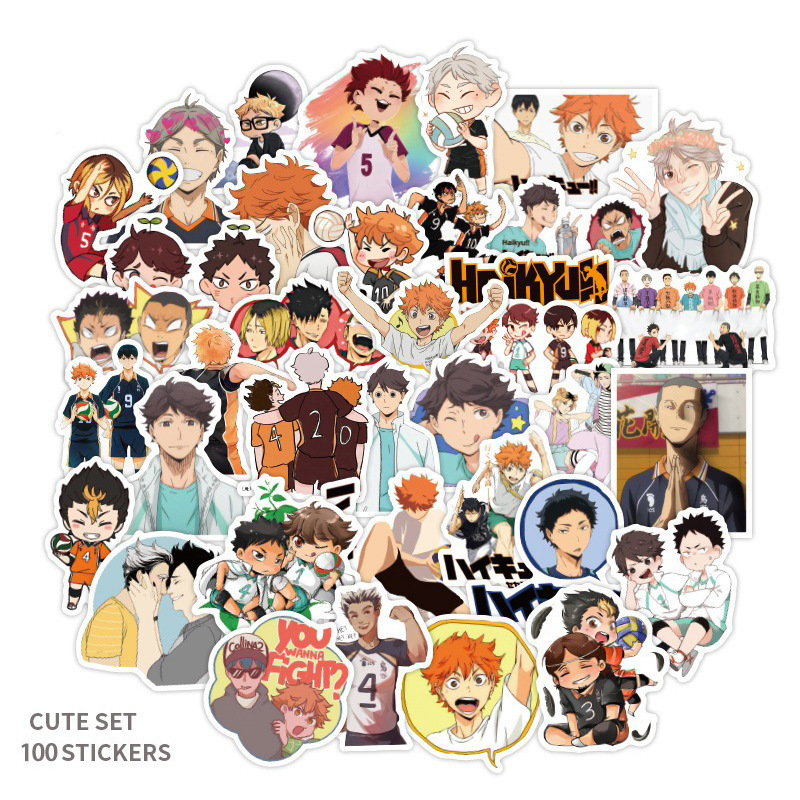 Стікерпак Волейбол! Набір наклейок GeekLand Haikyuu!! 100 штук, фото 1