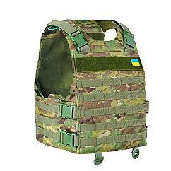 Плитоноска з кишенями для встановлення бічного кевларового захисту кордура мультикам