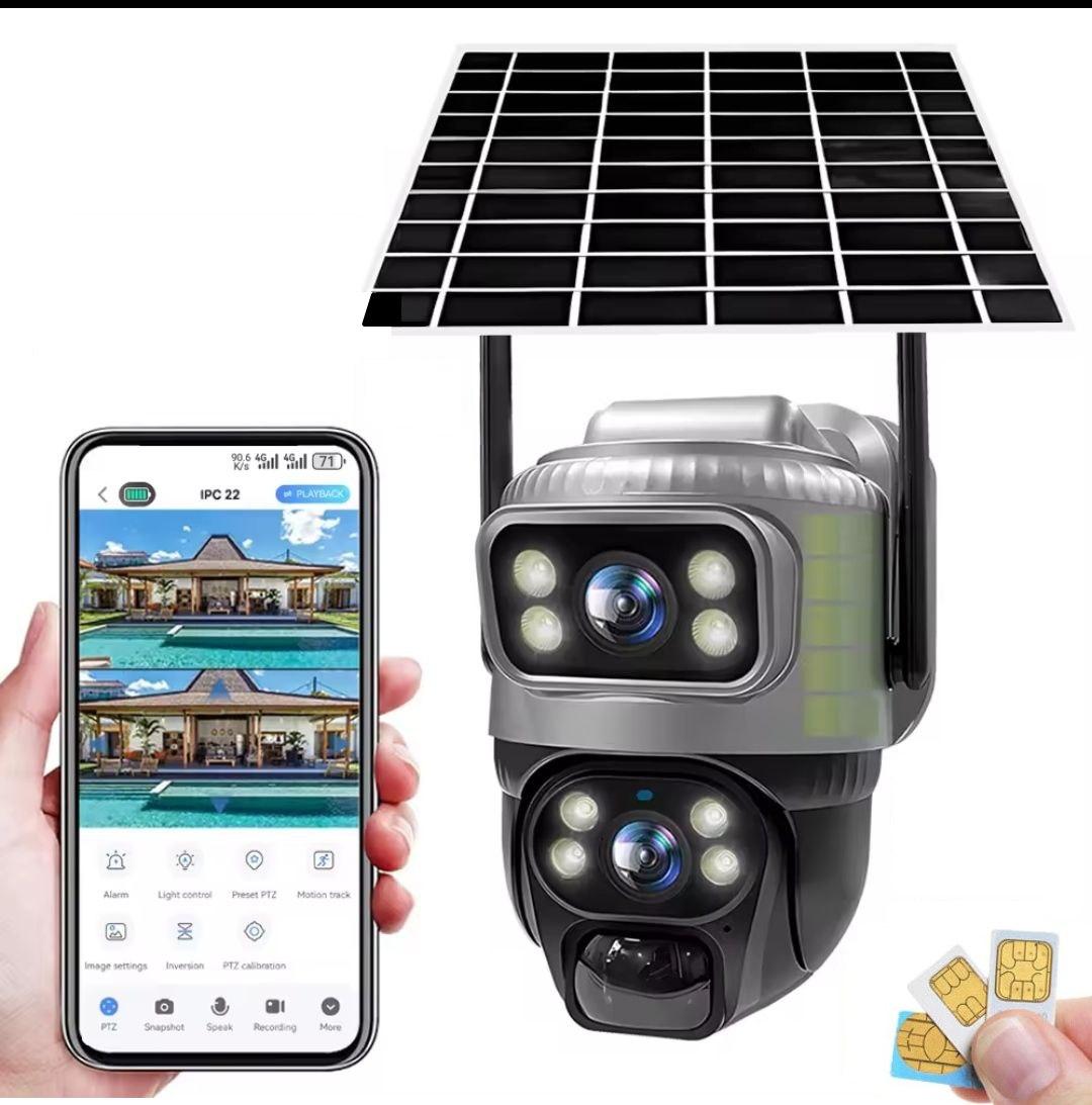 Зовнішня поворотна 4G IP-камера із сонячною панеллю OEMG VCS20-G 8MP. V380Pro, фото 1