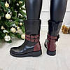 Черевики шкіряні жіночі на потовщеній підошві. Колір чорний, бордовий, фото 2