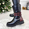 Черевики шкіряні жіночі на потовщеній підошві. Колір чорний, бордовий, фото 3