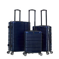 💙Набір із трьох дорожніх валіз із поліпропілену на 4 колесах, телескопічна ручка, висока якість, Колір Синій