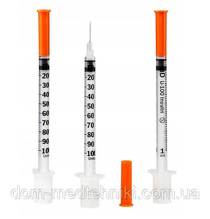 Шприци інсулінові з інтегрованою голкою BD Micro-Fine Plus 1 мл U-100 (12.7 мм х 29G), 200 шт., фото 3