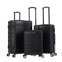 🖤Набір із трьох дорожніх валіз із поліпропілену на 4 колесах, телескопічна ручка, висока якість, Колір Чорний