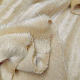 Тканина штучне екохутро в смужку колір айворі, фото 7