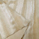 Тканина штучне екохутро в смужку колір айворі, фото 8