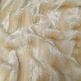 Тканина штучне екохутро в смужку колір айворі, фото 4