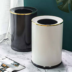 Відро для сміття. Модель RD-5635 20.8х30 см (9 л), чорний із сріблястою оправою 20.8х30 см (9 л), білий із золотою оправою