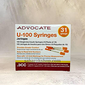 Шприци інсулінові адвокат ADVOCATE Syringes 31G, 10 шт