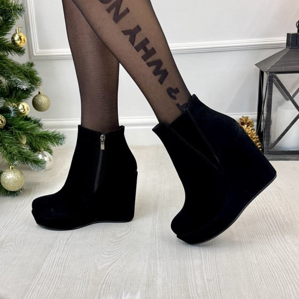 Черевики жіночі замшеві на високій платформі, фото 1