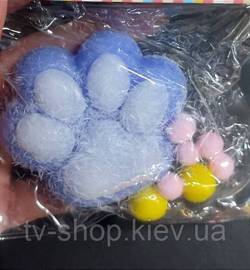 Таба-антистрес сквіш Пухнаста Косолапка синя, 8 см, фото 1