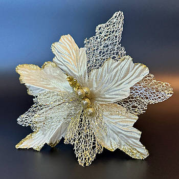 Новорічна прикраса Квітка пуансетія 25 см золото