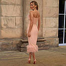 Обтисле вечірнє плаття з відкритими плечима без рукавів із комбінацією з екохутра (р. S-M) 10py5889, фото 4