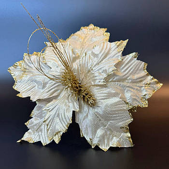 Новорічна прикраса Квітка пуансетія 30 см золота