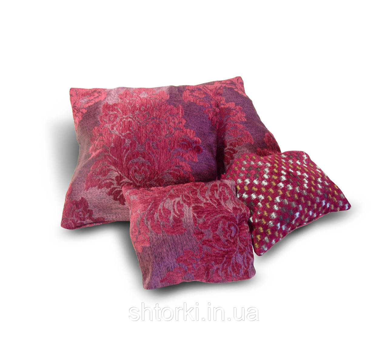 Комплект декоративних подушок Firanka Damask 31х31см 2шт 22х22см 1шт 25х20см 1шт бордові (п_0490)