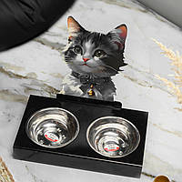 Столик з мисками для собак та кішок