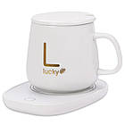 Чашка на підставці з підігрівом 400мл, до + 55 °С, від мережі, Біла / Керамічна чашка з кришкою та ложкою, фото 4