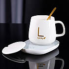 Чашка на підставці з підігрівом 400мл, до + 55 °С, від мережі, Біла / Керамічна чашка з кришкою та ложкою, фото 6