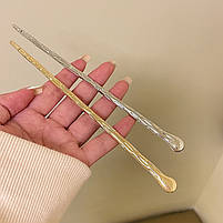 Шпилька для волосся колір золотистий. Металева китайська шпилька для волосся, фото 8