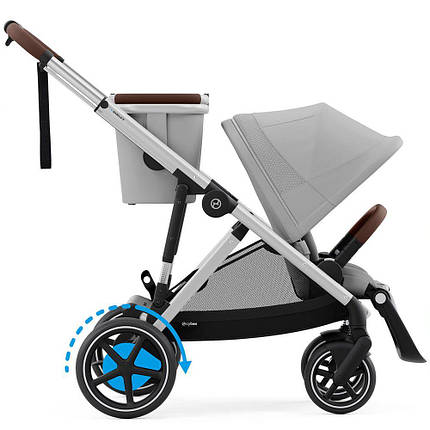 Коляска прогулянкова з двомісним шасі Cybex eGazelle S SLV Stone Grey Сіра, фото 1
