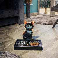 Столик з мисками для собак та кішок