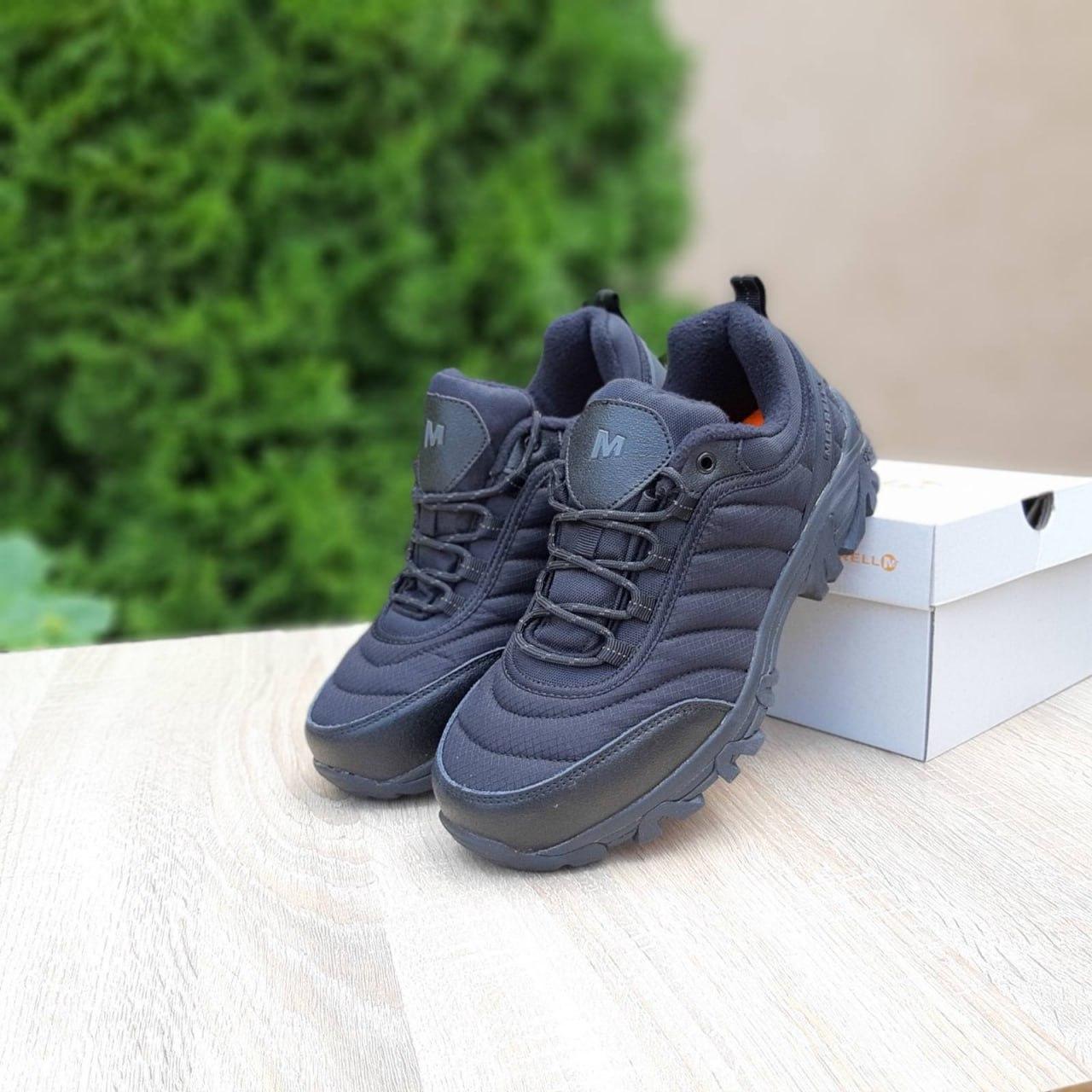Термо кросівки Merrell Vibram Black Чорні Меррелл водонепроникна тканина на флісі еврозима унісекс