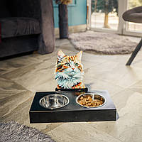 Столик з мисками для собак та кішок