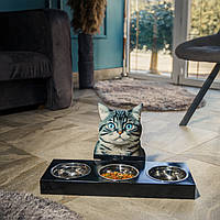 Столик з мисками для собак та кішок