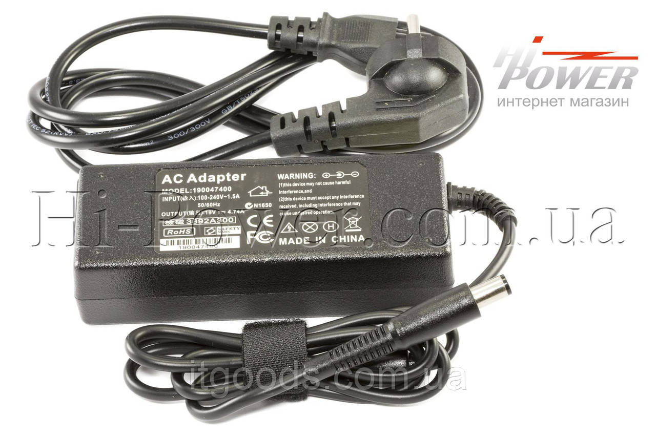 Блок питания для ноутбука HP 19V 4.74A (7.4*5.0 mm со штырьком) 90W - фото 3 - id-p449789616