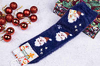 Новогодние женские носки, норковые модные носки, с новогодним рисунком, синие