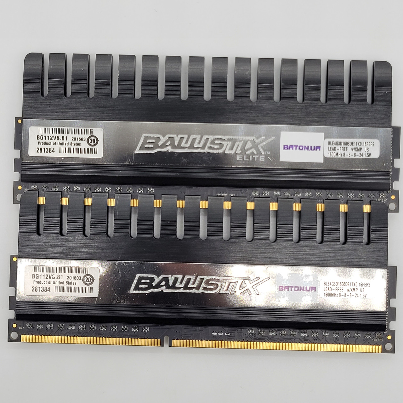 Комплект оперативної пам'яті Crucial Ballistix DDR3 8Gb (2x4Gb) 1600MHz 12800U CL8 2R8 (BLE4G3D1608DE1TX0) Б/В