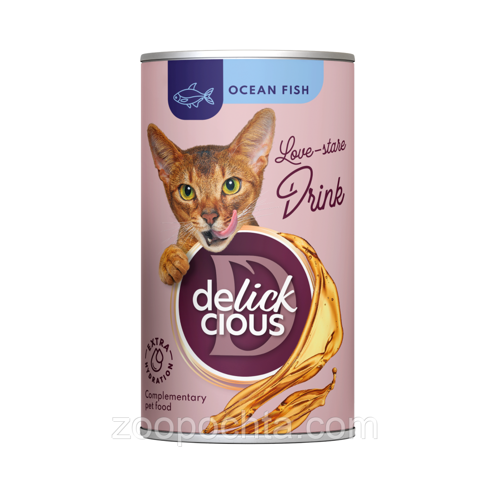 Акція! 1+1=3 Ласощі для кішок Delickcious Напій з океанічною рибою 140 г