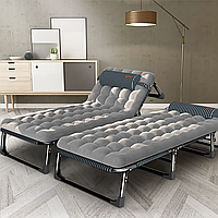 Розкладне ліжко з матрацом WCG FB-S01PP складана розкладачка шезлонг для відпочинку в будинку та саду + матрац