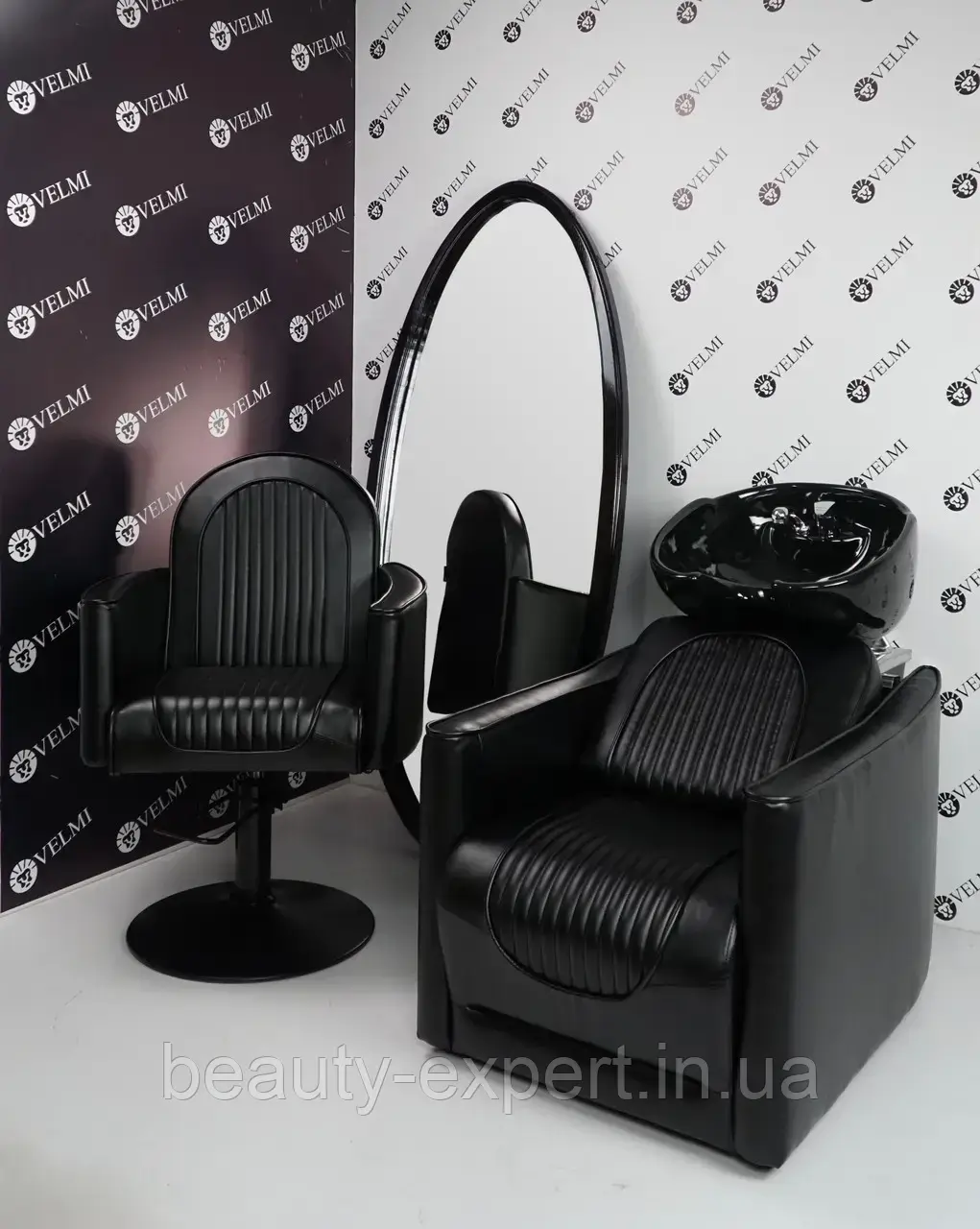 Шикарний перукарський комплект меблів 3в1 Vincent LUX дзеркало крісло перукаря та крісло-мийка, фото 1