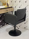 Перукарський комплект меблів 2в1 для салонів краси гримерний столик з LED підсвічуванням і крісло на чорному диску, фото 2