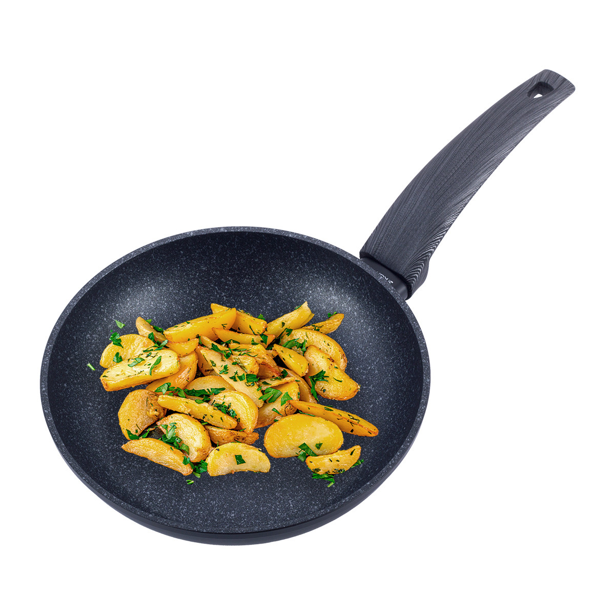 Сковорода 20 см з алюмінію з антипригарним покриттям PTFE Чорний мармур