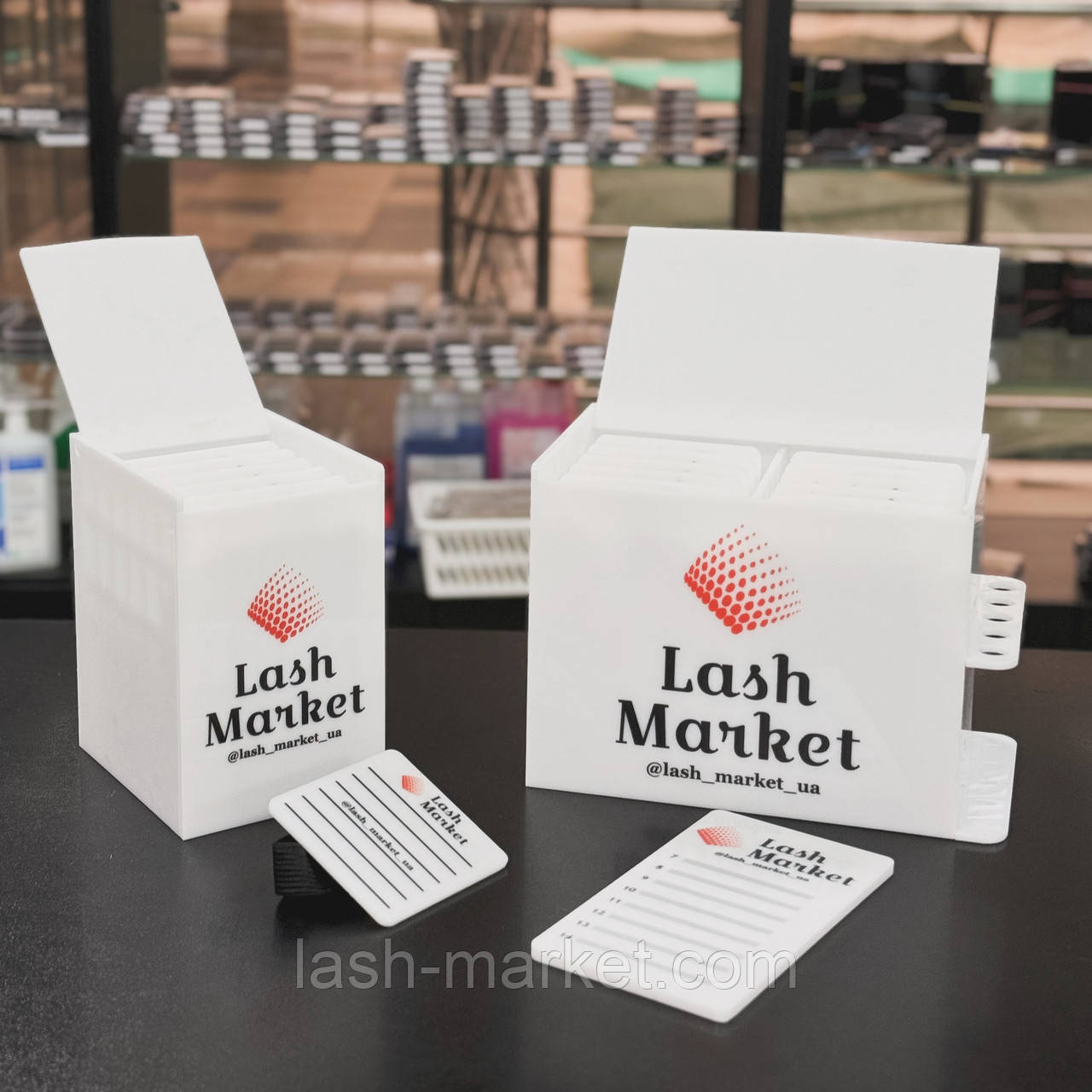 Lash Box на 10 планшетів з підставкою для пінцетів, фото 1