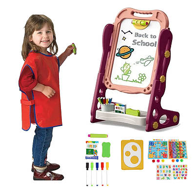 Мольберт двосторонній настільні ігри магнітні літери цифри маркер крейда Дошка пиши-стирай регульована висота