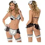 Костюм покоївки для дорослих ігор ліфчик, стрінги та фартух, фото 7