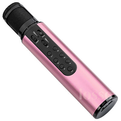 Караоке мікрофон Losso K1 Premium рожевий (стерео, звукова мапа)