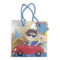 Подарунковий пакет дитячий "Машинка" 16*16*9 см. No brand