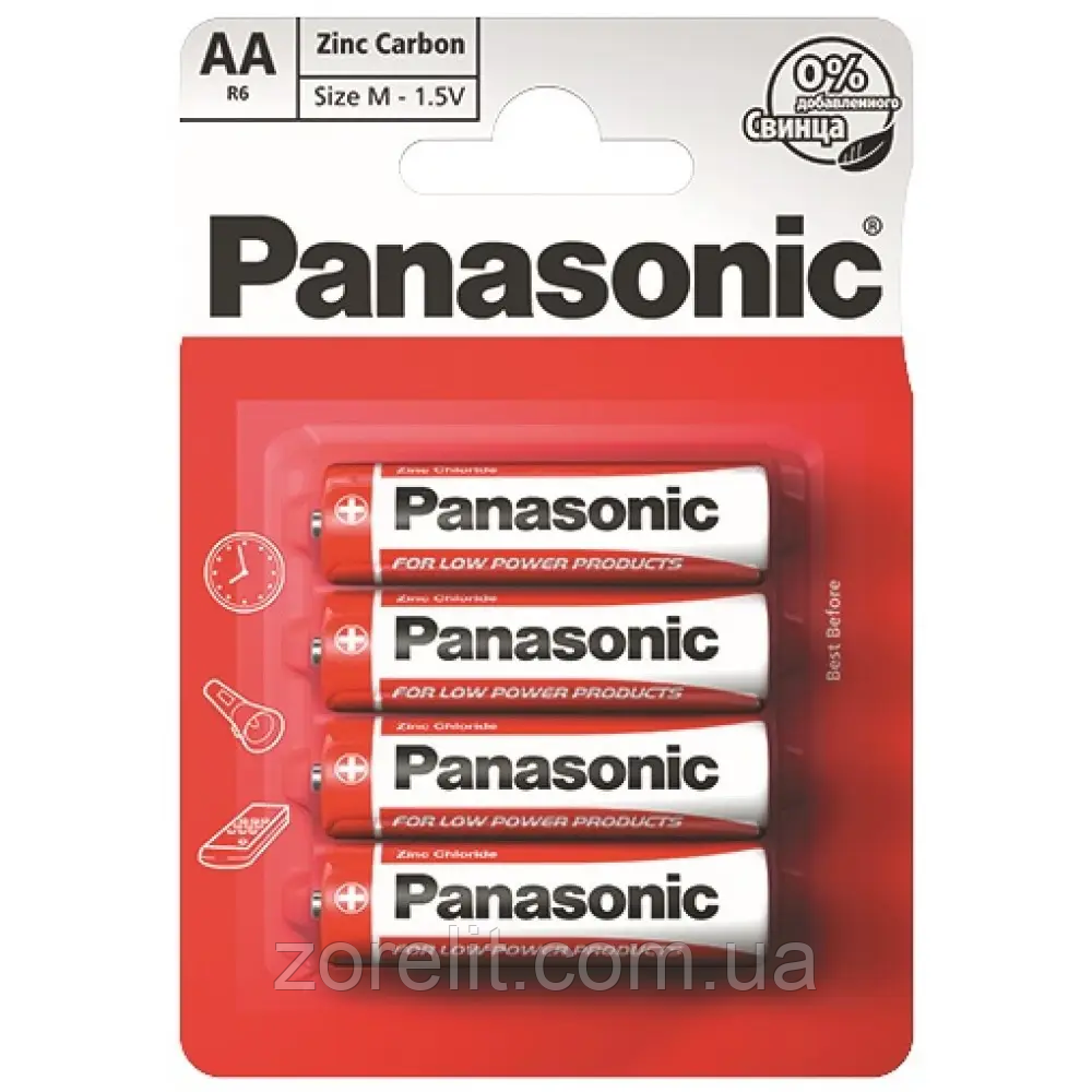 Батарейка PANASONIC R6 RED ZINC ціна за 1 блістер