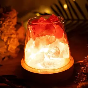 Компактна соляна лампа Doctor-101 Agata. Сольовий світильник нічник з гімалайською сіллю та червоним кварцем